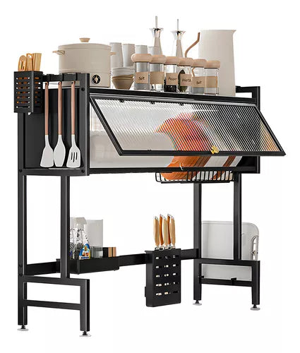 Transforme Sua Cozinha: Armário de Prato em Aço Inoxidável 5 em 1! Organização, Proteção e Secagem Inteligente!